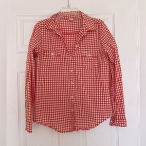 Old Navy Orange Checkered Button Down Size Small